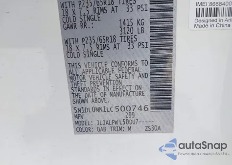 2020 Infiniti Qx60 Pure from USA, damaged, VIN 5N1DL0MN1LC500746